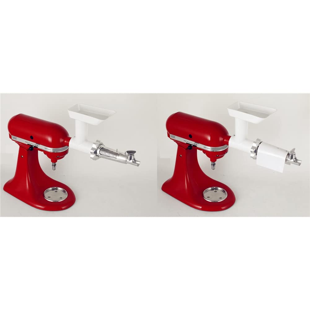 Meat Grinder Attachment for Mixers, White & Silver Q356