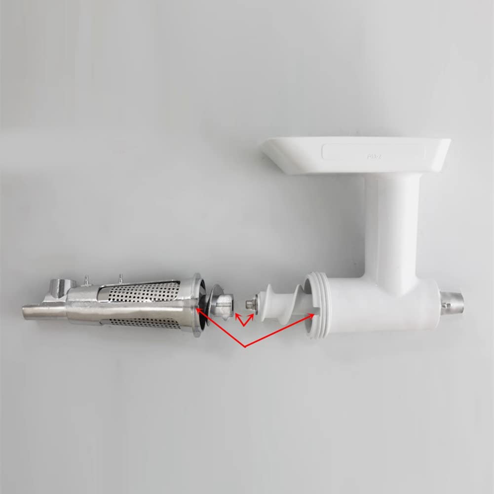 Meat Grinder Attachment for Mixers, White & Silver Q356