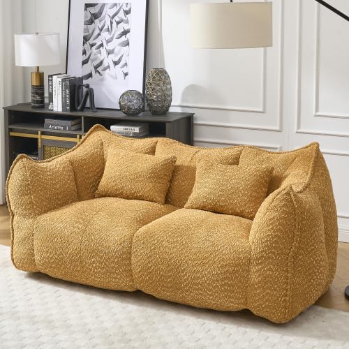 Yellow 2 Seat Foam Stuffed Beanbag Chair T924165