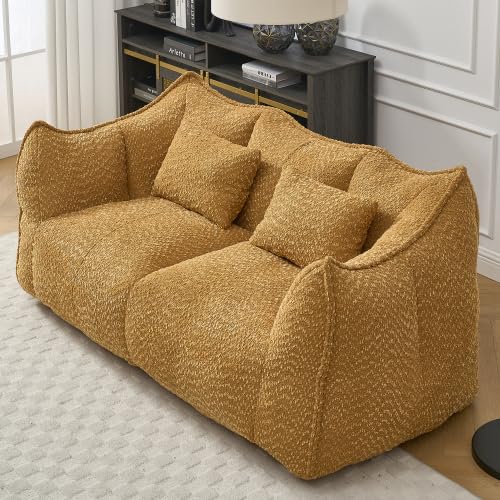 Yellow 2 Seat Foam Stuffed Beanbag Chair T924165