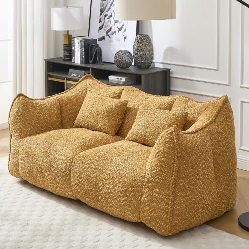 Yellow 2 Seat Foam Stuffed Beanbag Chair T924165