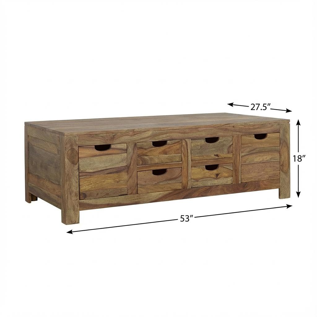Brown 6 Drawer Solid Wood Coffee Table M99303