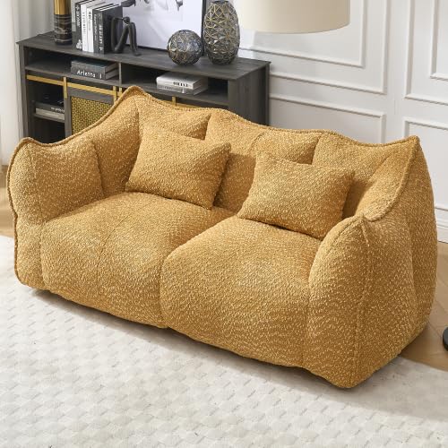 Yellow 2 Seat Foam Stuffed Beanbag Chair T924165