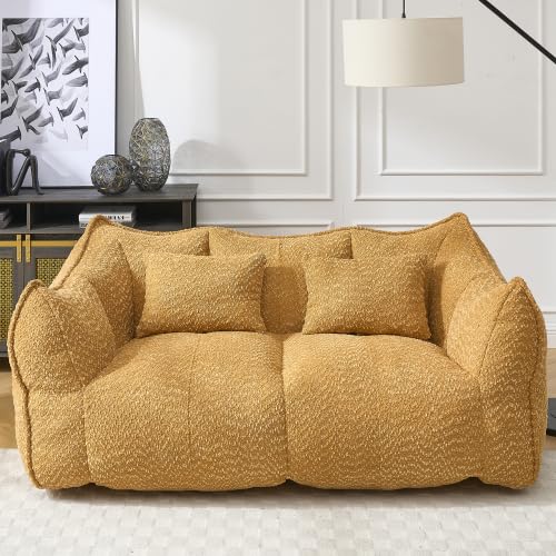 Yellow 2 Seat Foam Stuffed Beanbag Chair T924165