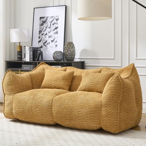 Yellow 2 Seat Foam Stuffed Beanbag Chair T924165