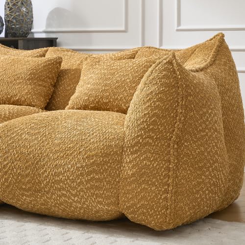 Yellow 2 Seat Foam Stuffed Beanbag Chair T924165