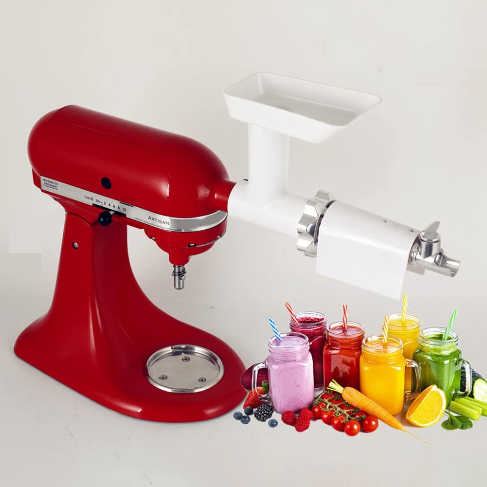 Meat Grinder Attachment for Mixers, White & Silver Q356