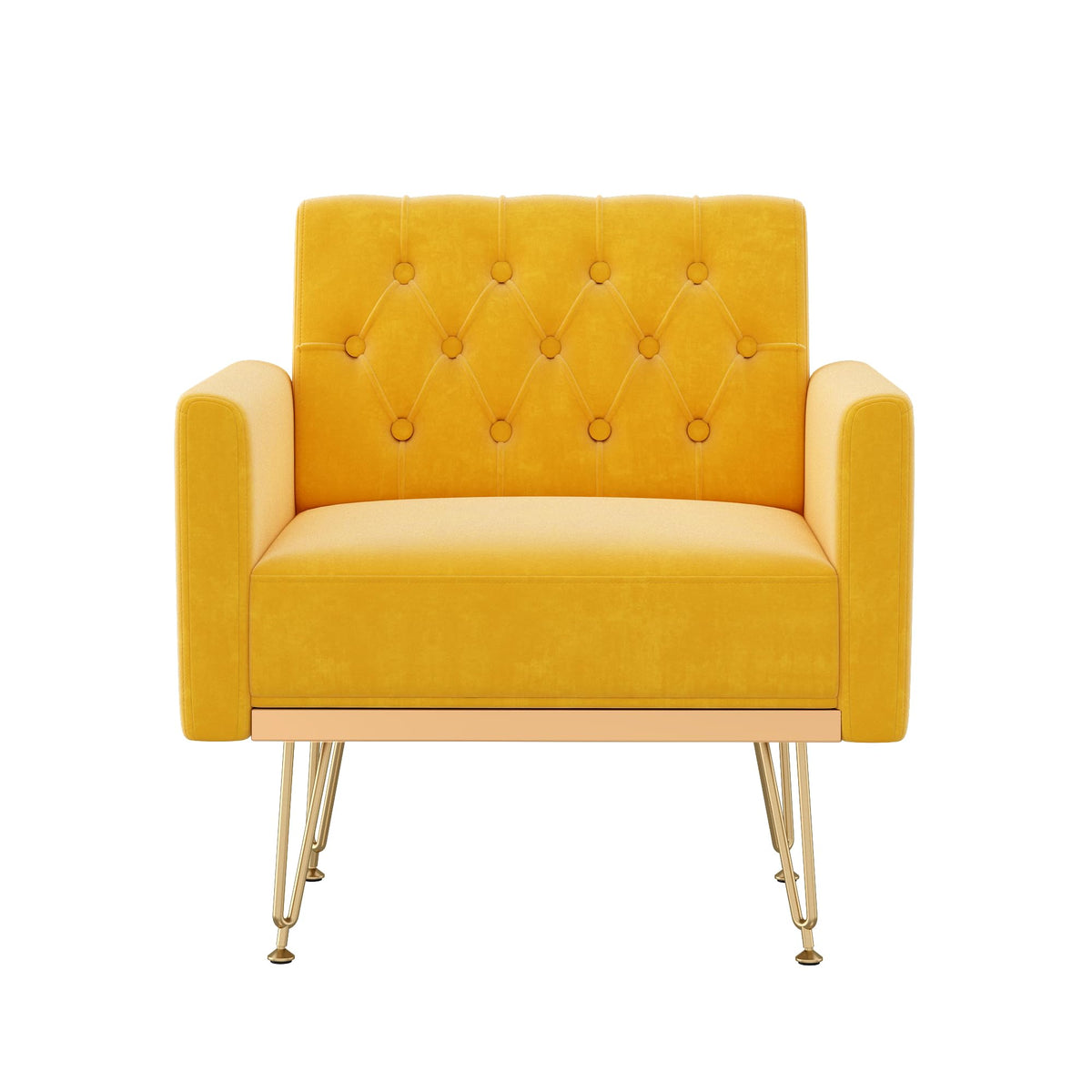 Velvet Single Sofa Chair with Tufted Back and Metal Legs X620820