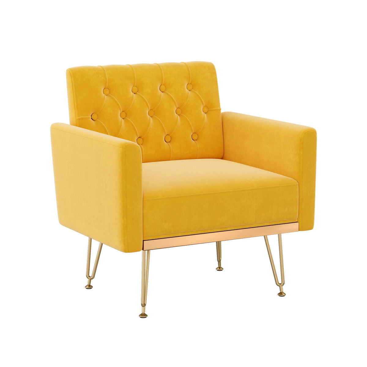 Velvet Single Sofa Chair with Tufted Back and Metal Legs X620820