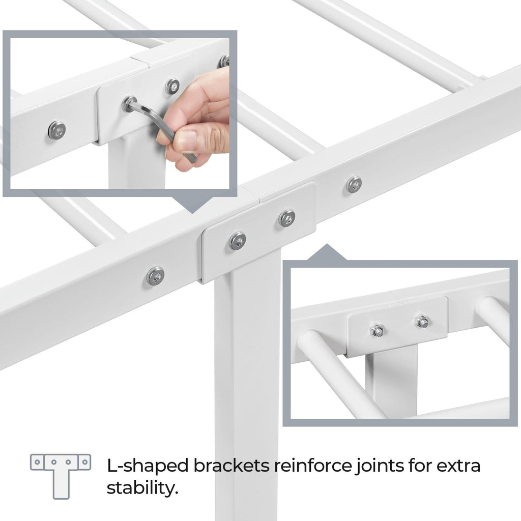 Twin Size White Metal Bed Frame with Headboard U227337
