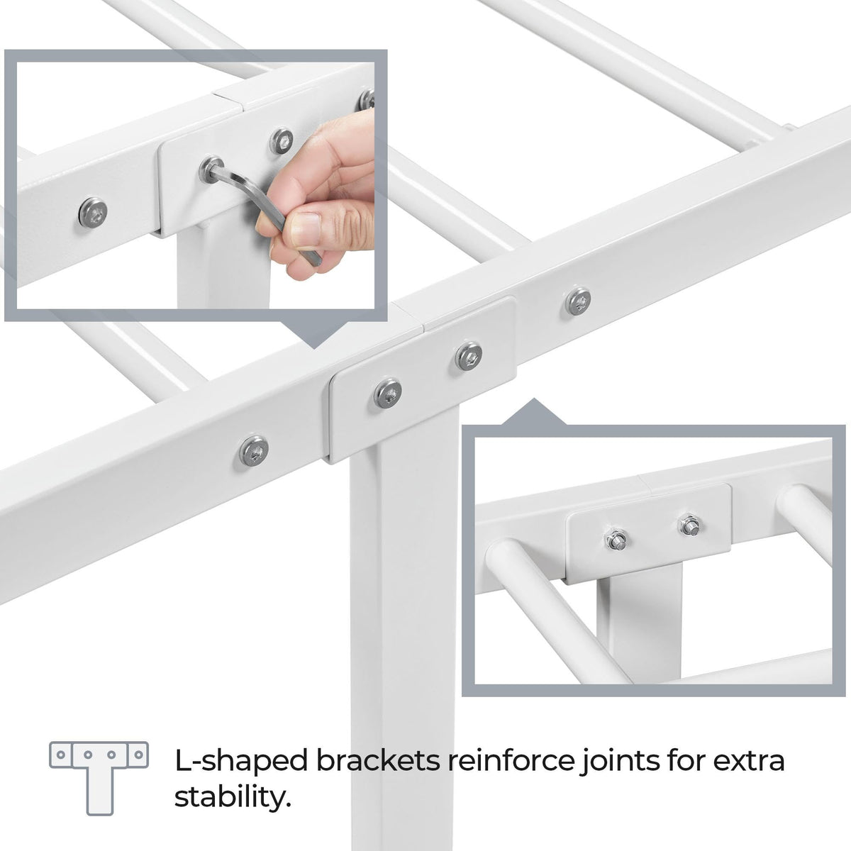 Twin Size White Metal Bed Frame with Headboard U227337