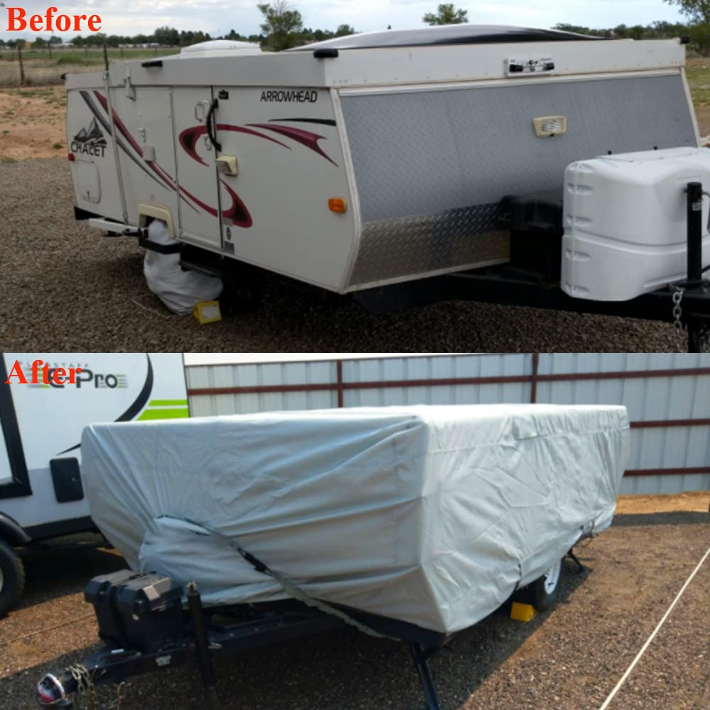 Folding Camper Travel Trailer RV Cover Waterproof 500D Oxford 14'-16' G20039
