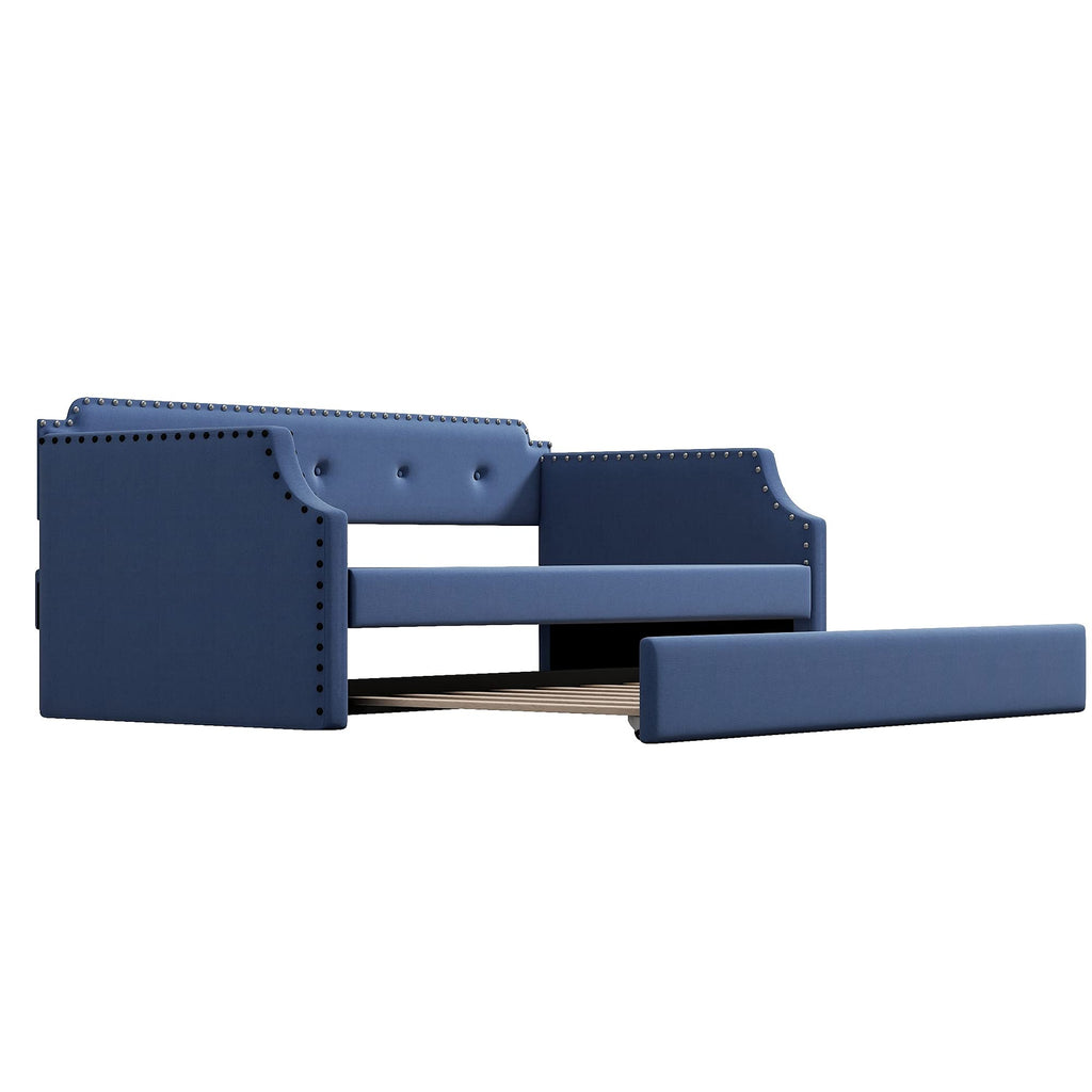 Blue Upholstered Daybed with Trundle Z41714