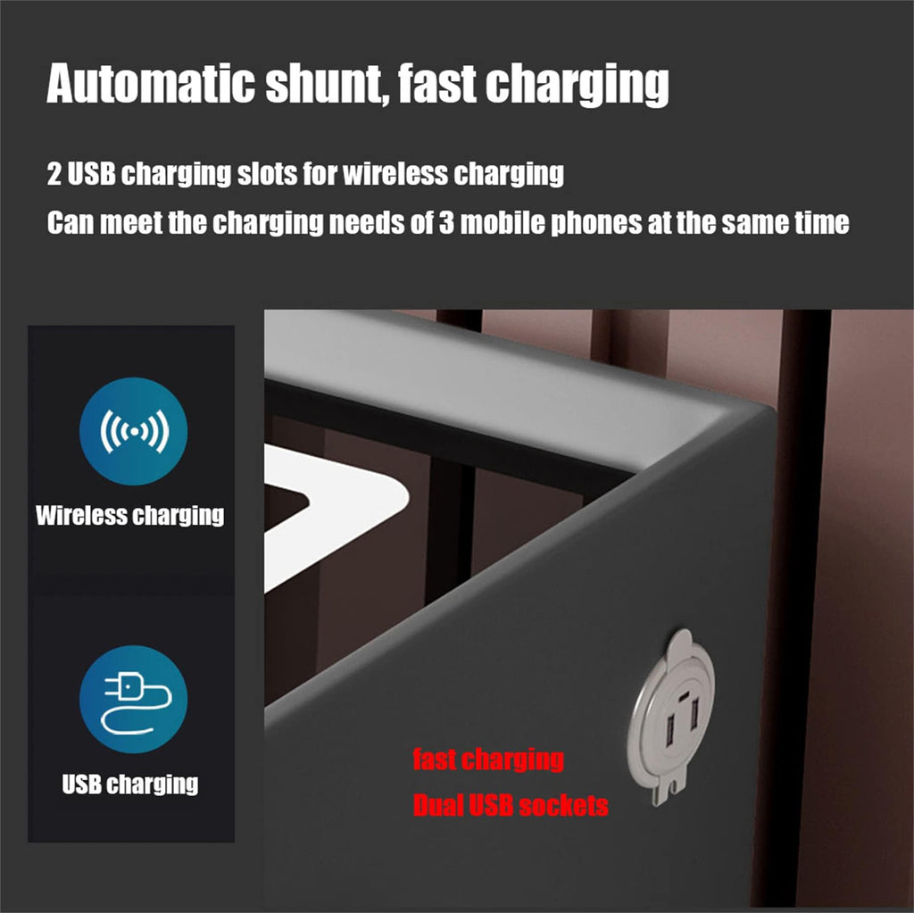 Pink 3 Drawer Wood Nightstand with Charging Station and USB Ports C2194