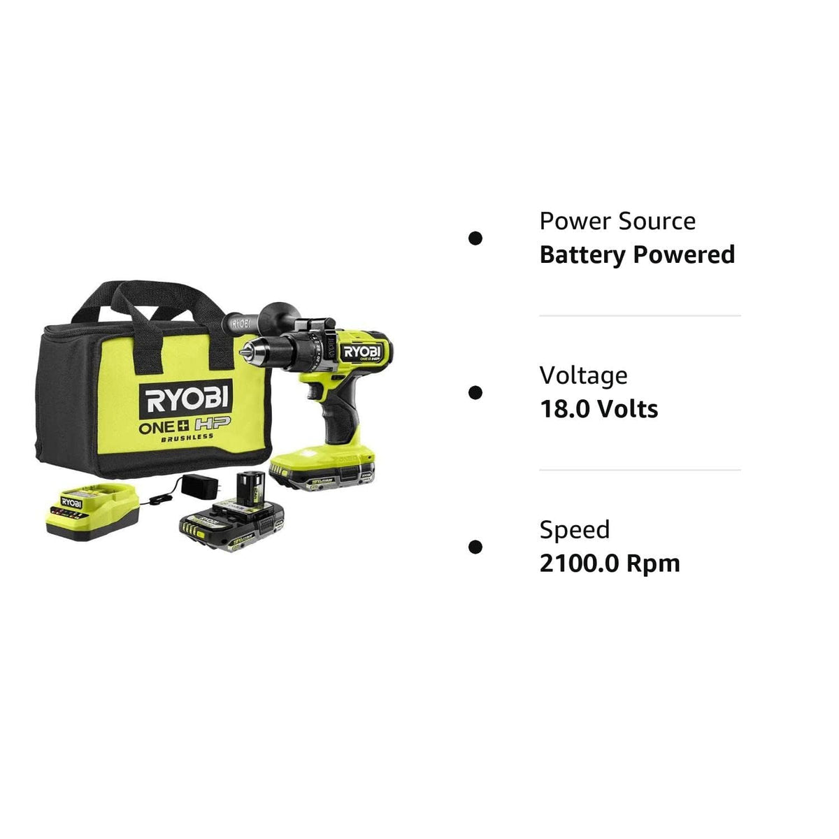 18V Brushless Cordless 1/2 in. Hammer Drill Kit with 2.0 Ah Batteries J57163