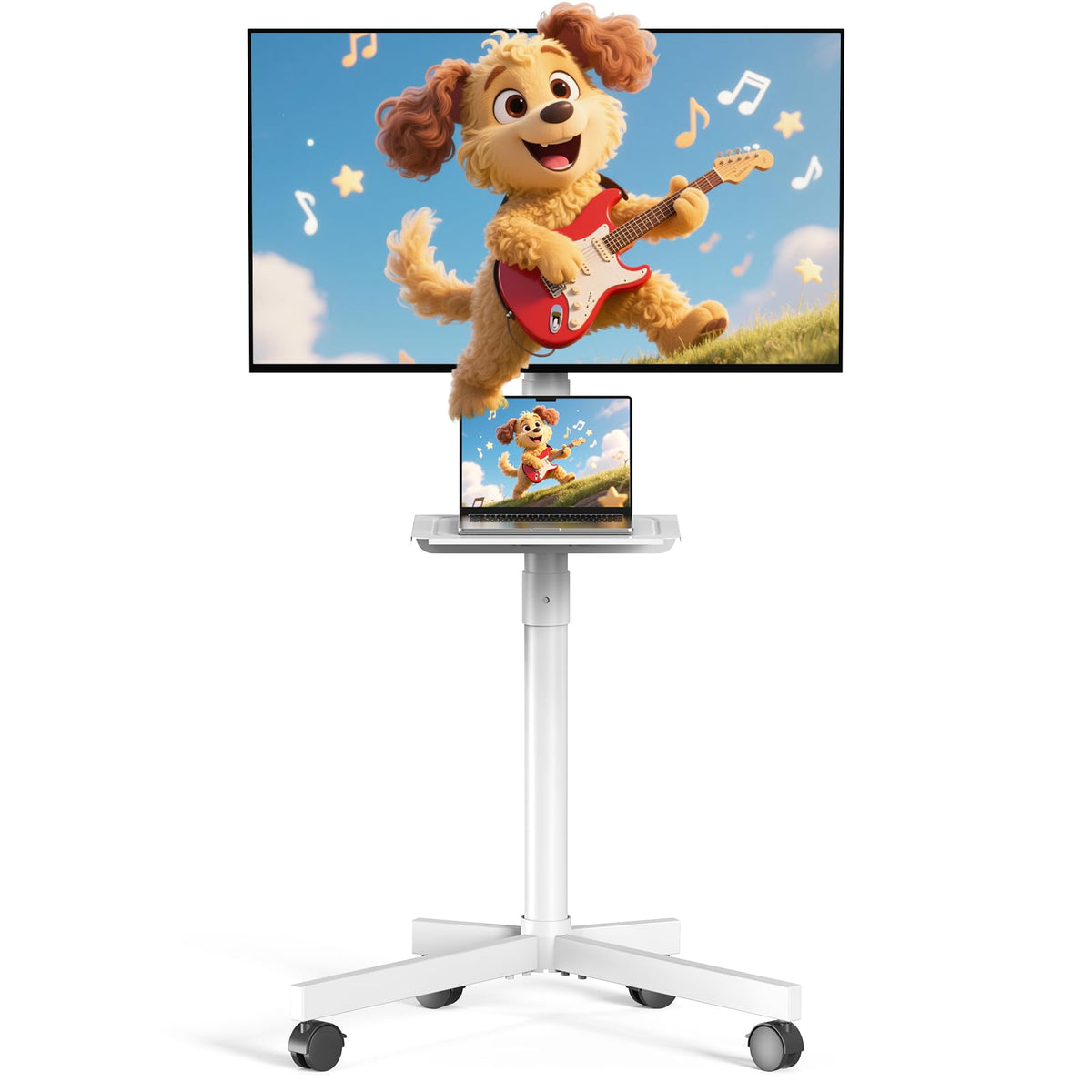 White Rolling TV Stand with Wheels F87047