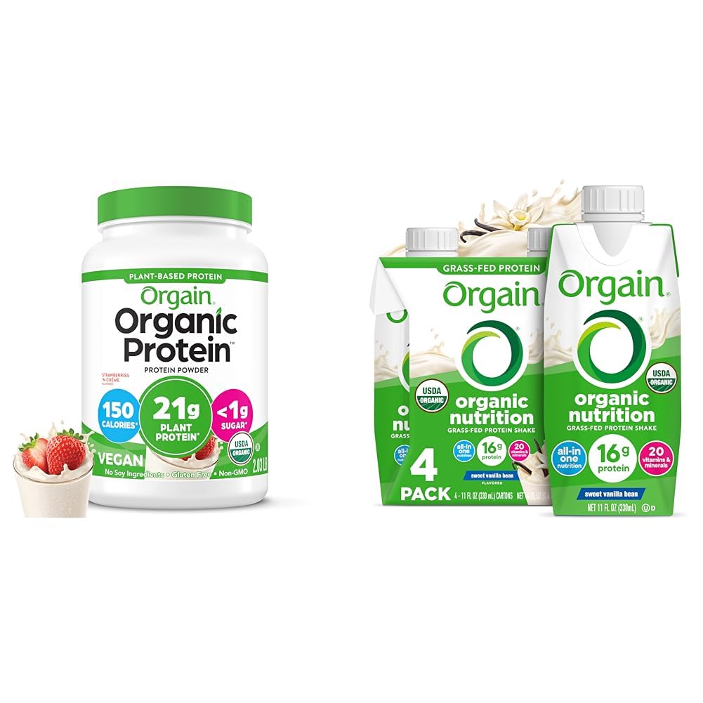 Organic Vegan Protein Powder Strawberries & Cream 2.03 lb D918620