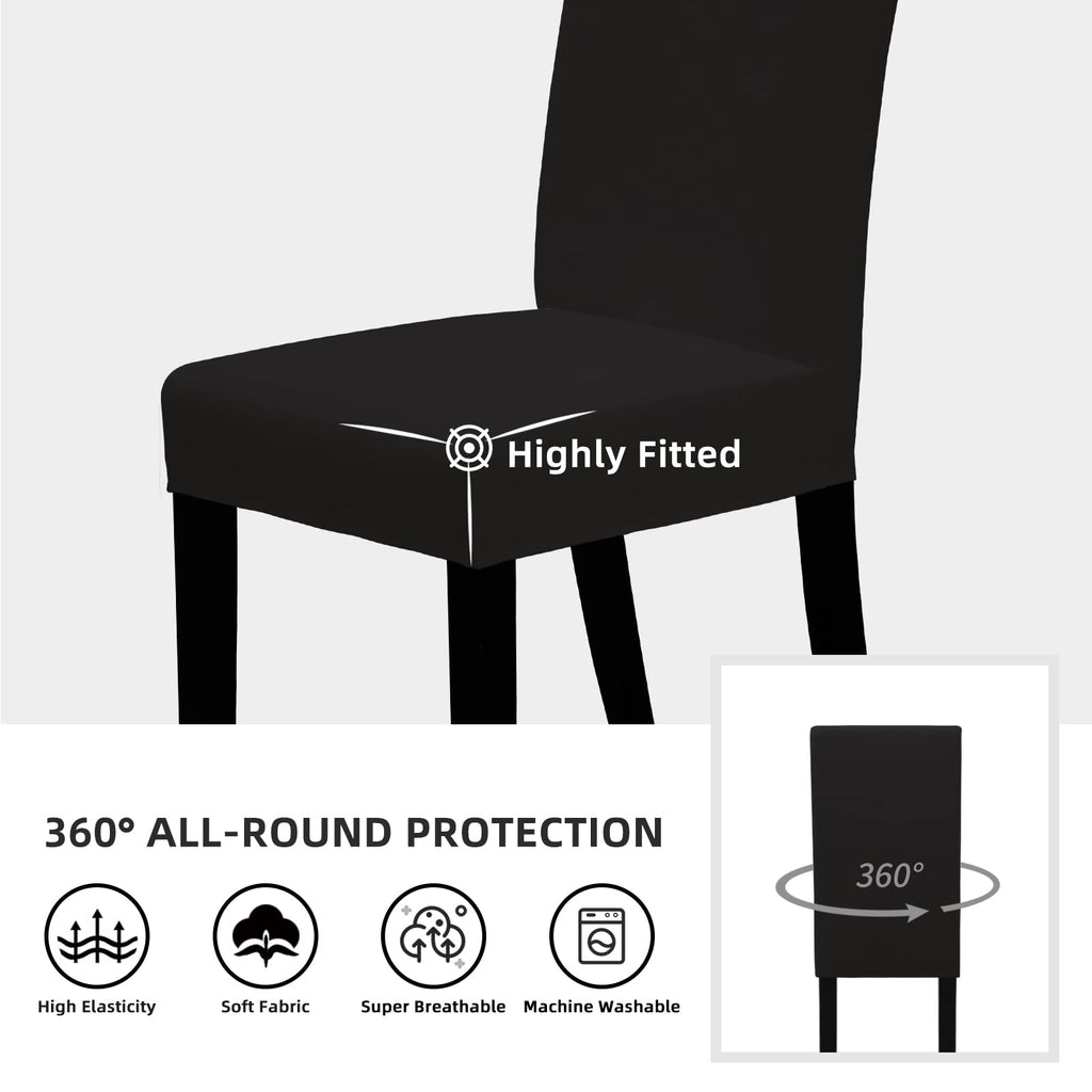 Black Stretch Dining Room Chair Slipcovers Set of 4 P961055