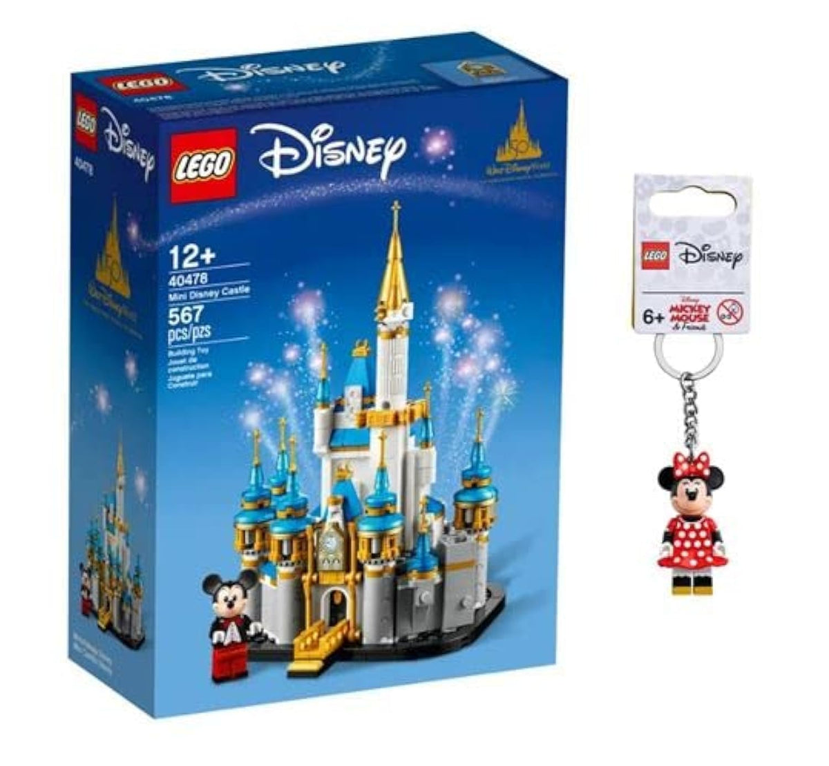 Mini Disney Castle Building Kit + Minnie Mouse Keychain Gift Set C57770
