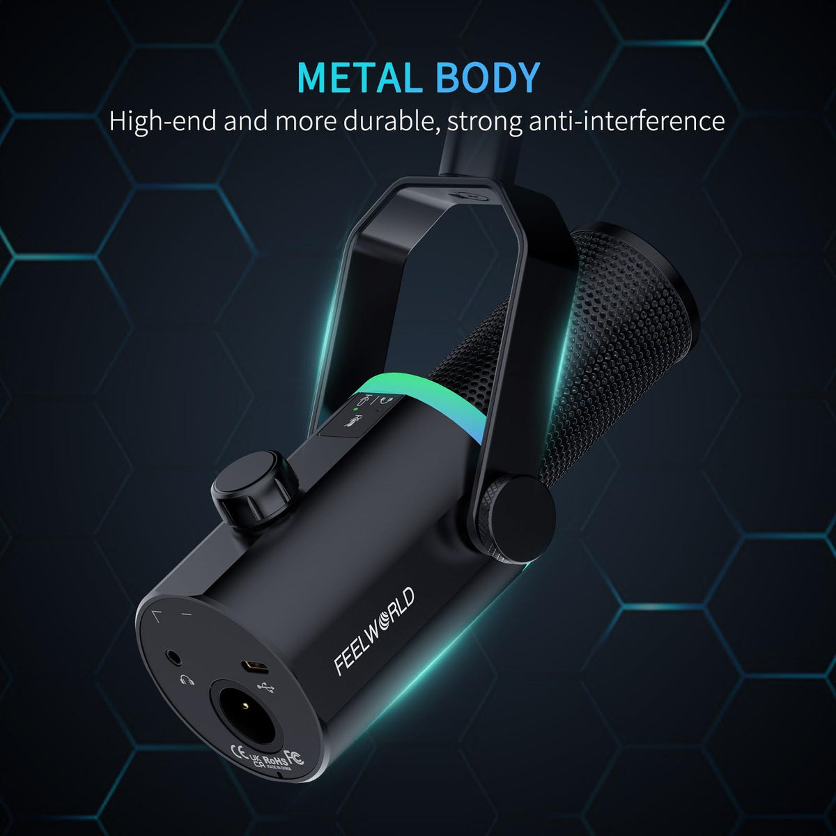 Black Metal Dynamic Microphone with Boom Arm L4722