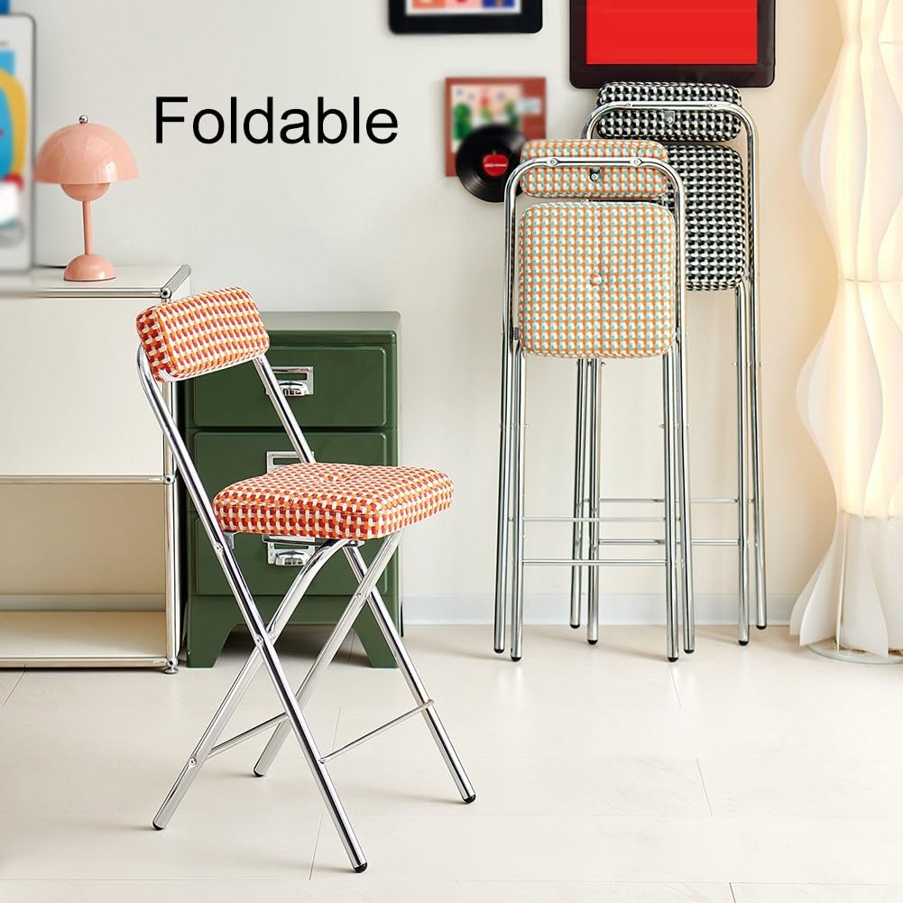 Cushioned Folding Bar Stool with Backrest Z47421