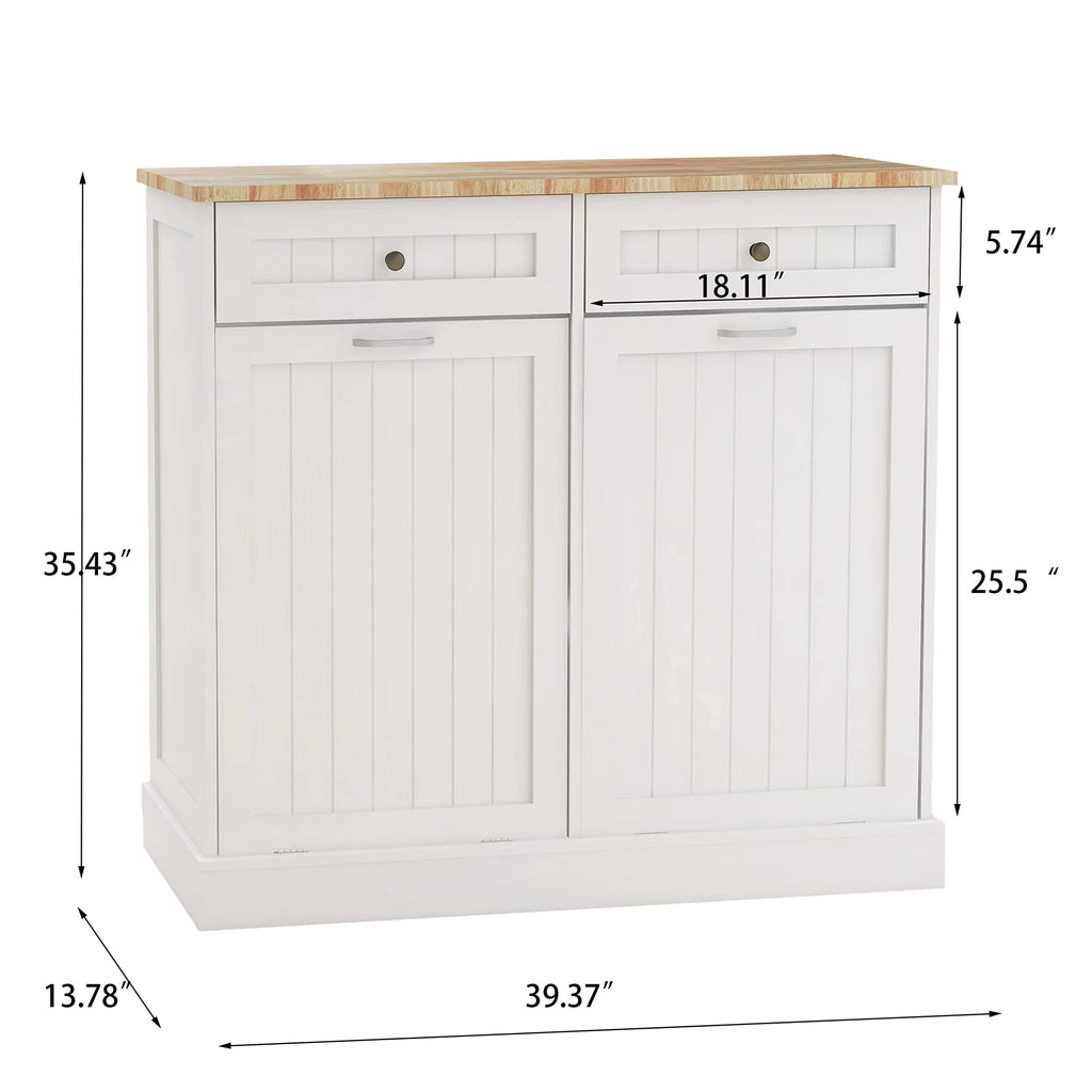 White 10-Gallon Trash Cabinet with 2 Drawers N666