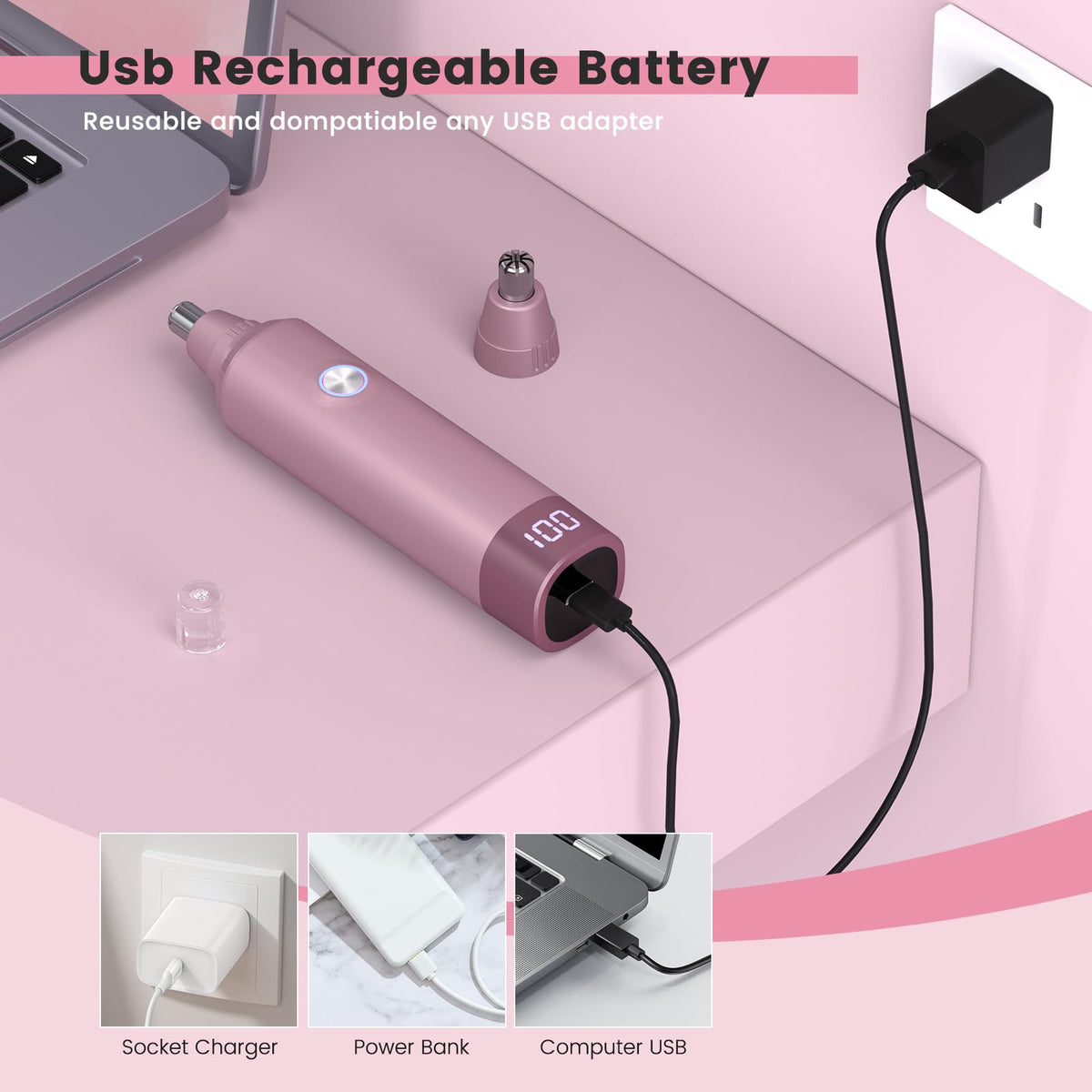 USB Rechargeable Electric Ear and Nose Hair Trimmer I425