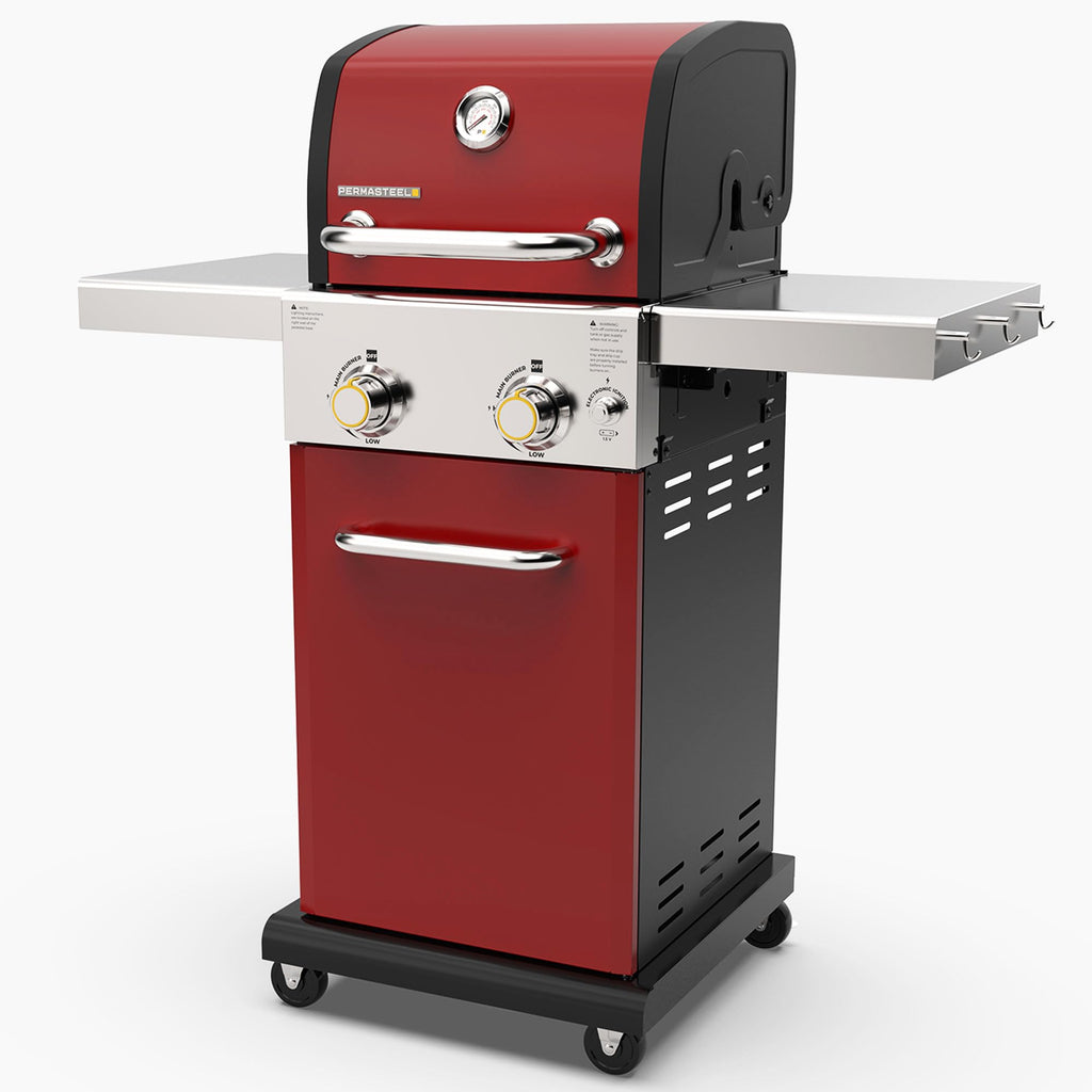 2-Burner Propane Gas Grill with Foldable Side Tables T675