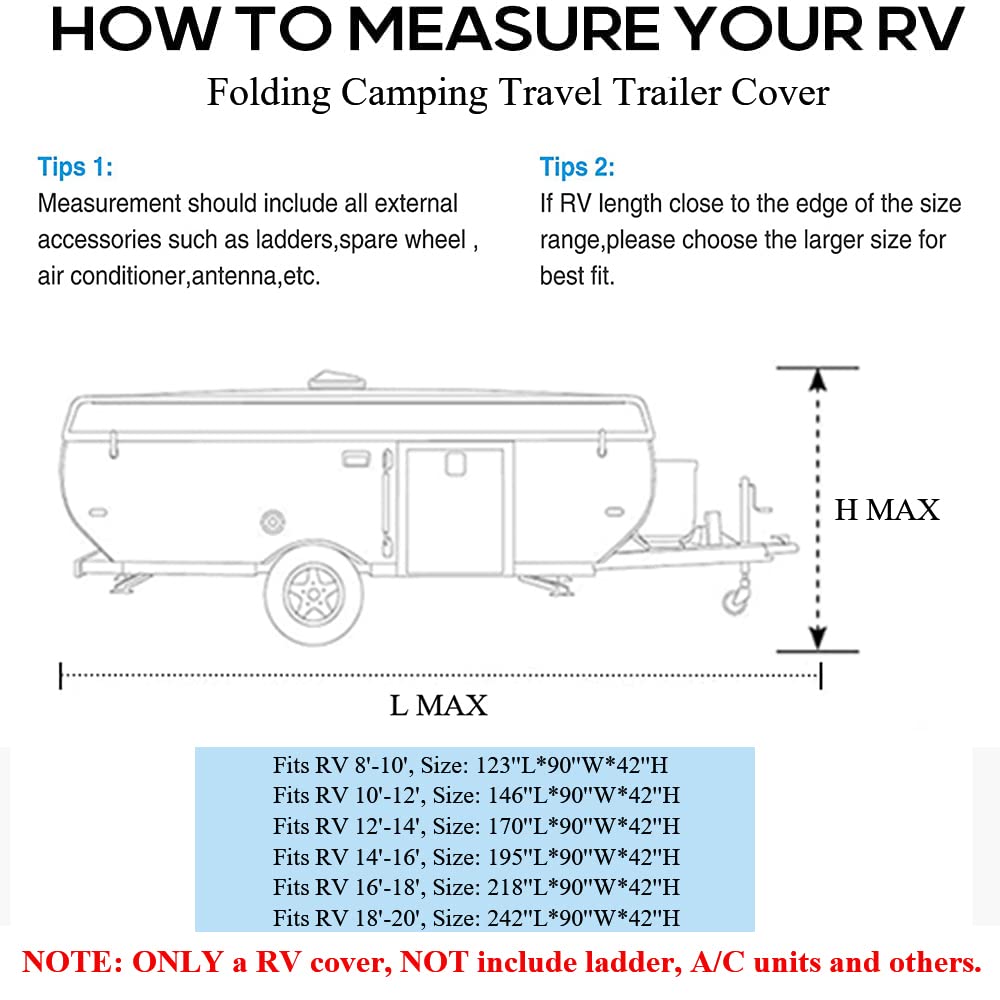 Folding Camper Travel Trailer RV Cover Waterproof 500D Oxford 14'-16' G20039