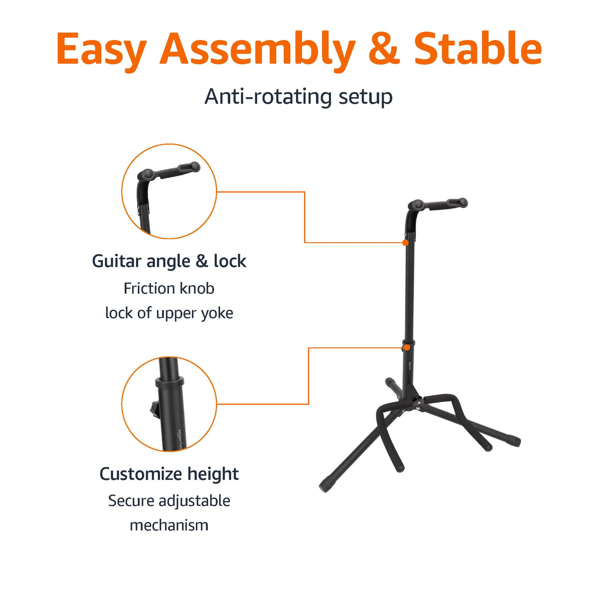 Black Height Adjustable Foldable Guitar Stand C16249