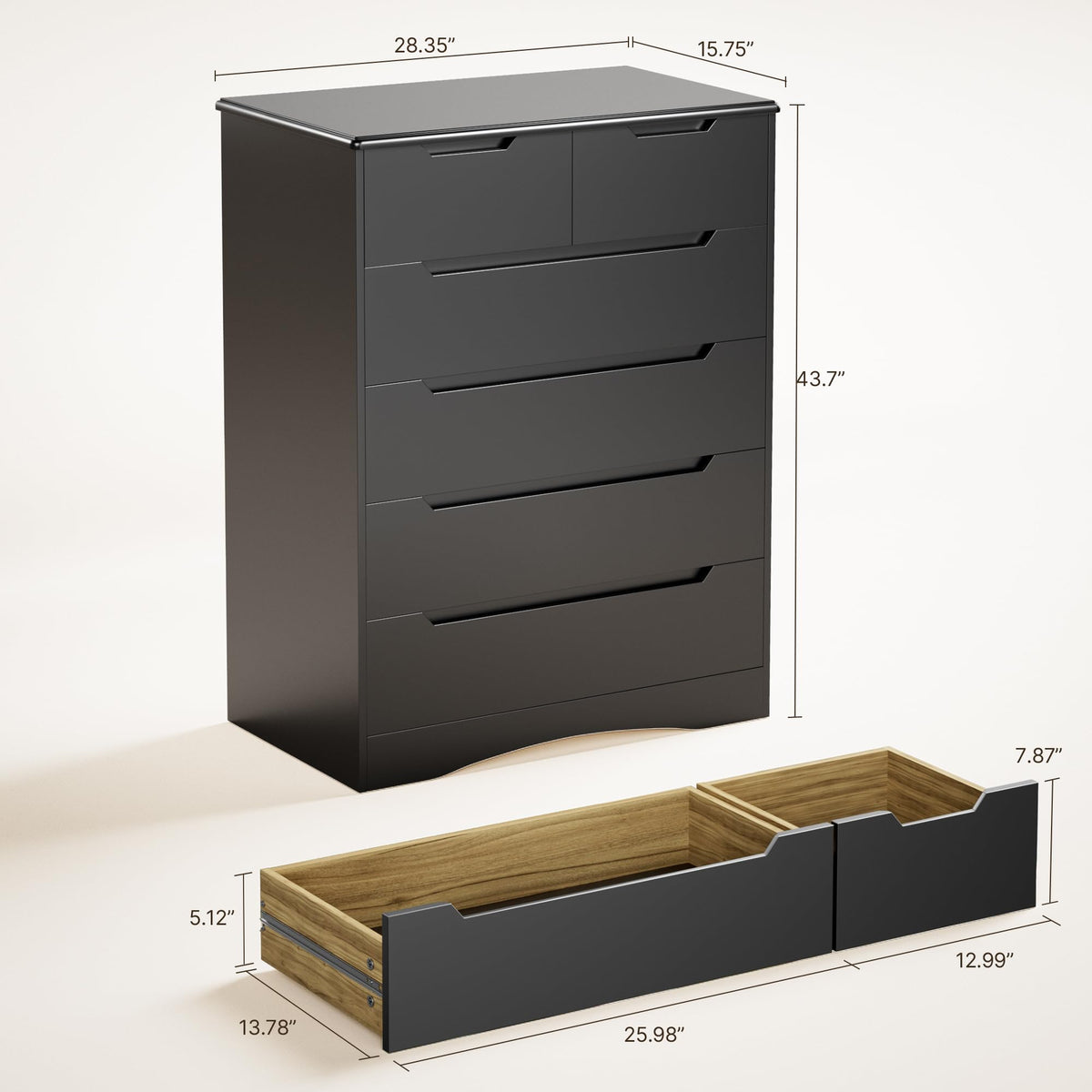Black 6 Drawer Dresser Z8079
