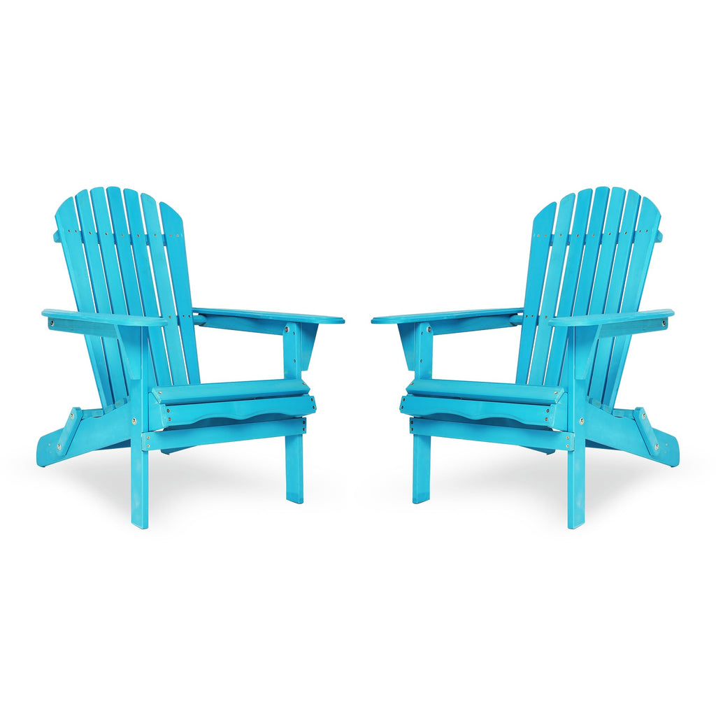 Wooden Folding Adirondack Chair Set of 2 Solid Cedar Z53698