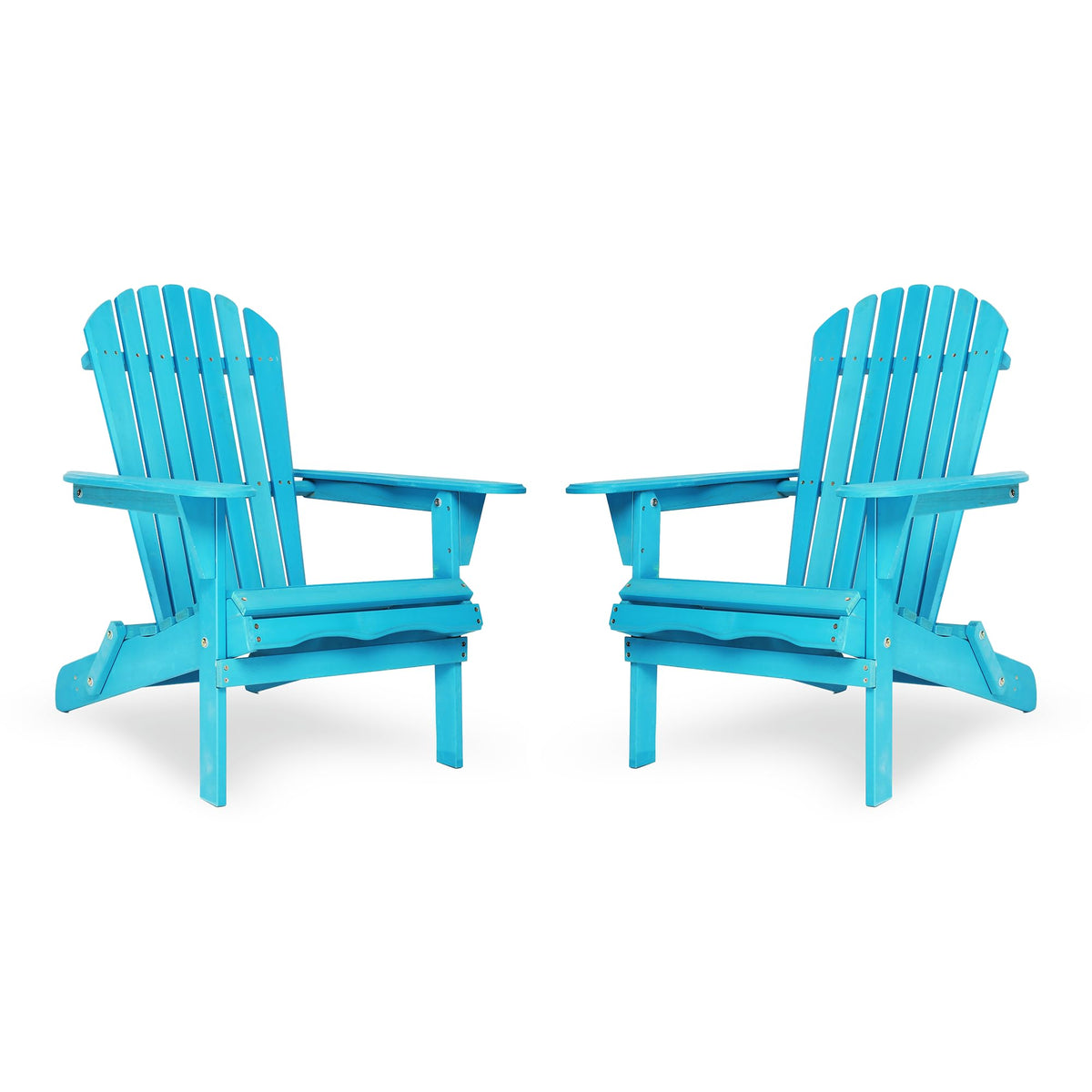 Wooden Folding Adirondack Chair Set of 2 Solid Cedar Z53698