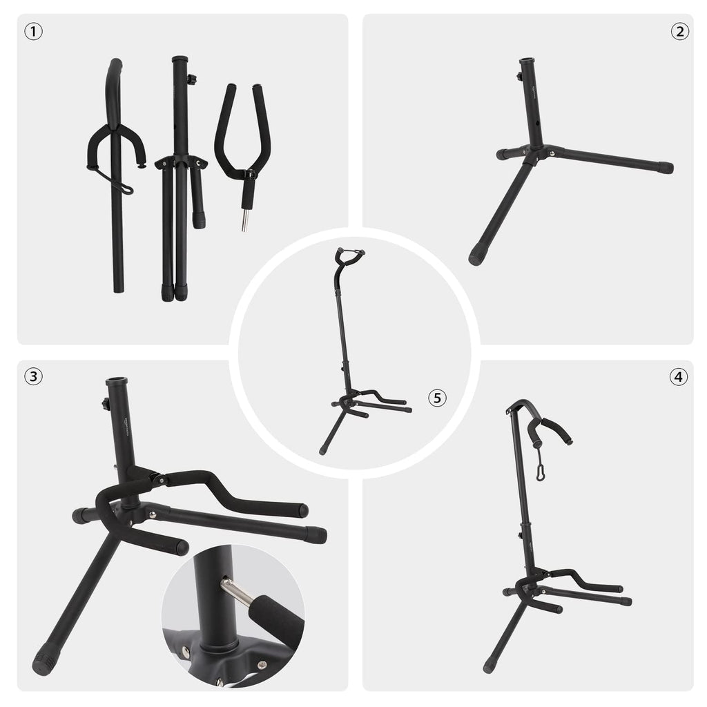 Black Height Adjustable Foldable Guitar Stand C16249