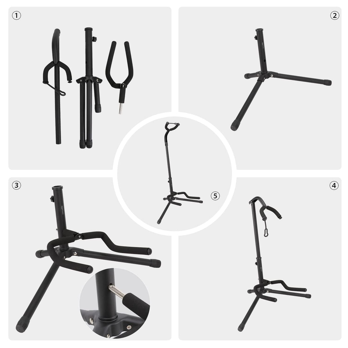 Black Height Adjustable Foldable Guitar Stand C16249
