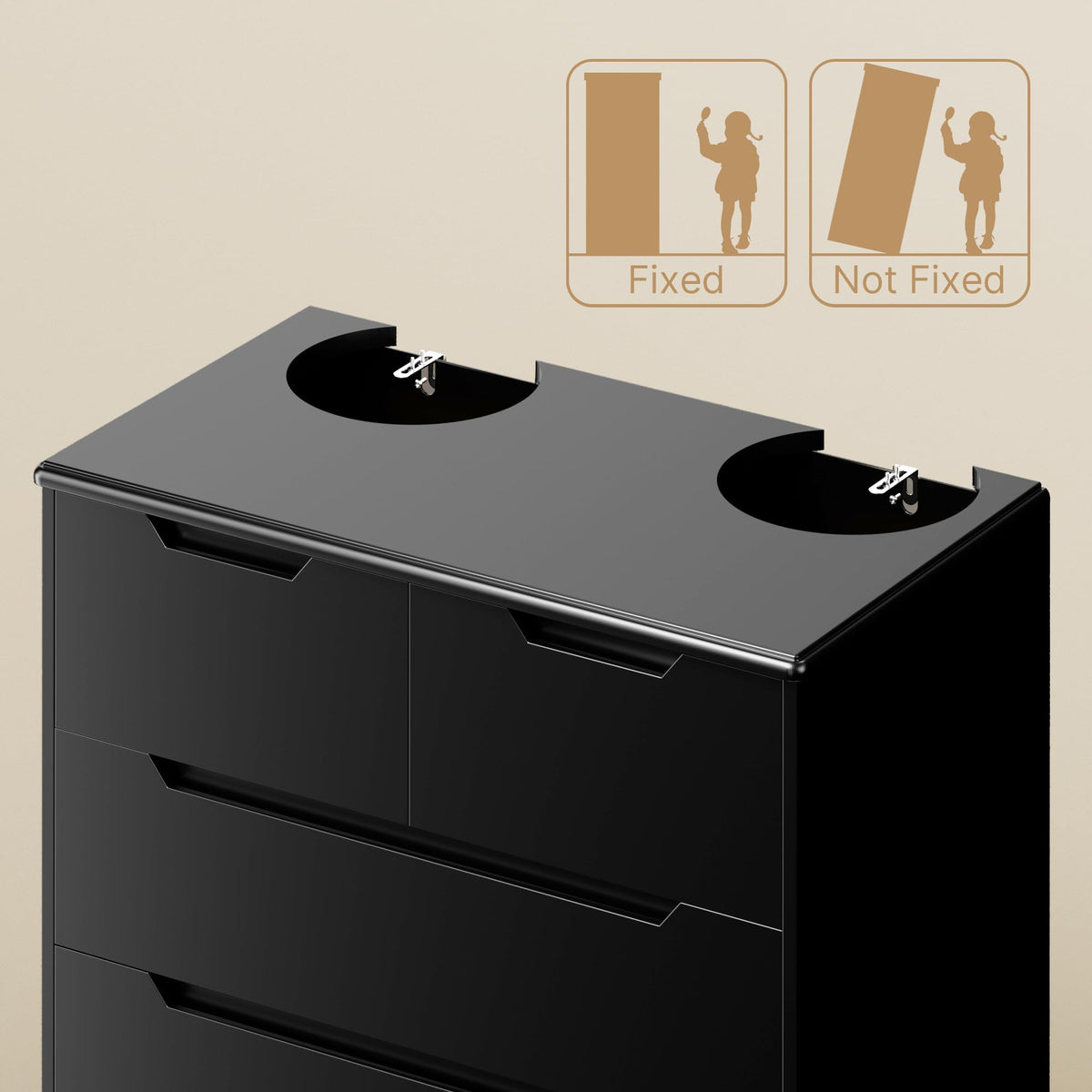 Black 6 Drawer Dresser Z8079
