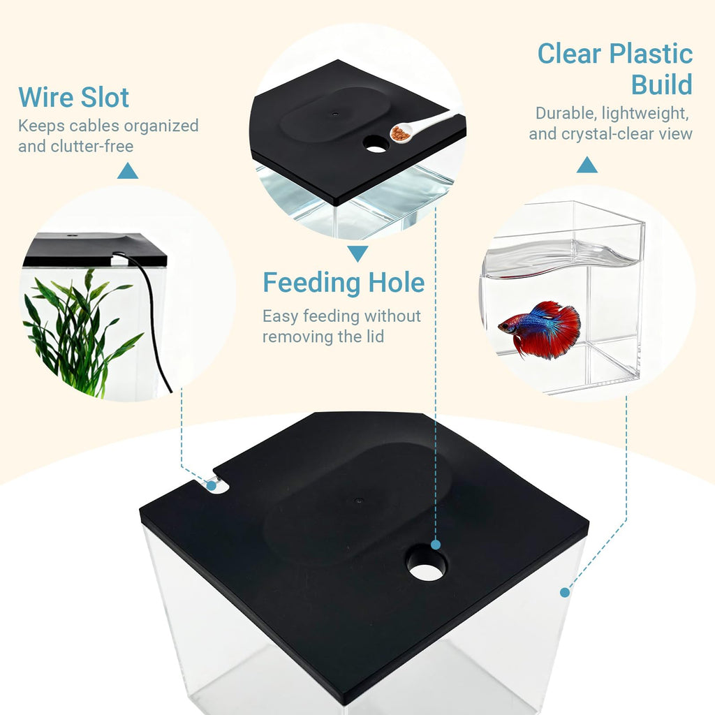 0.8-Gallon Small Plastic Fish Tank with LED Lighting V716134