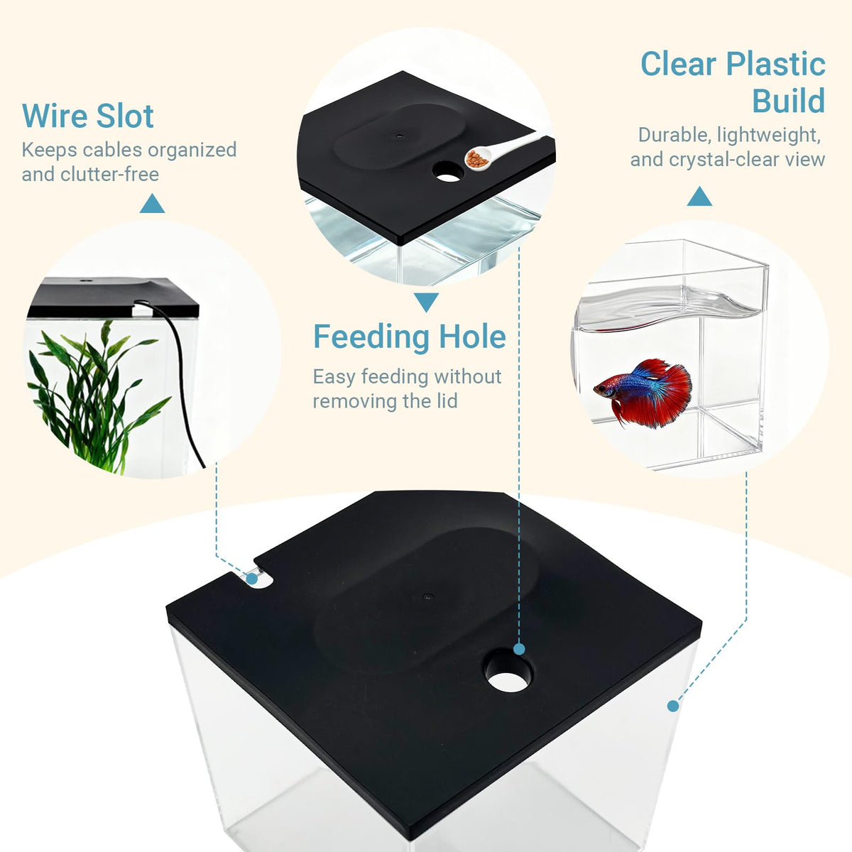 0.8-Gallon Small Plastic Fish Tank with LED Lighting V716134