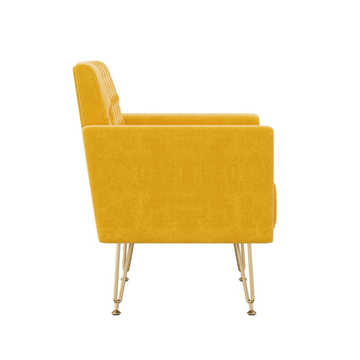 Velvet Single Sofa Chair with Tufted Back and Metal Legs X620820
