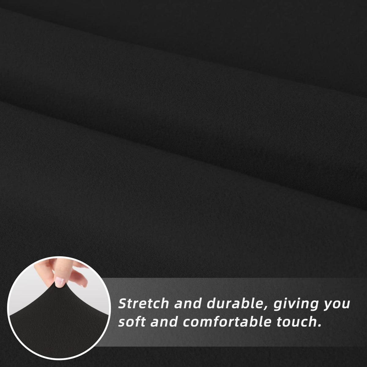 Black Stretch Dining Room Chair Slipcovers Set of 4 P961055