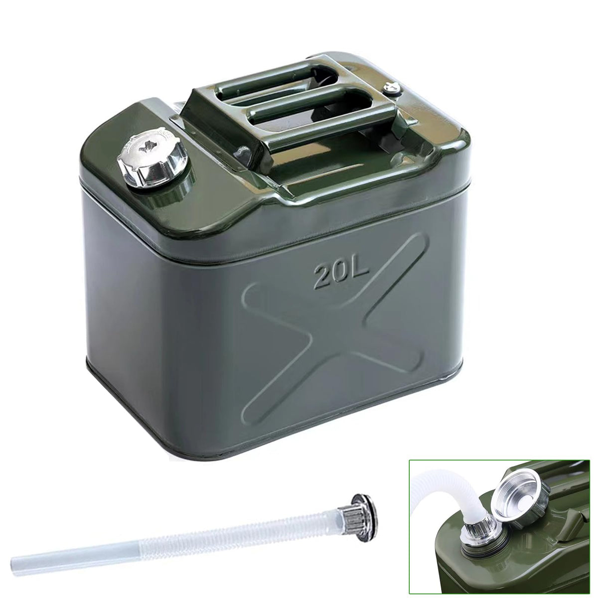 5 Gallon Square Metal Storage Can with Flexible Spout Q12658