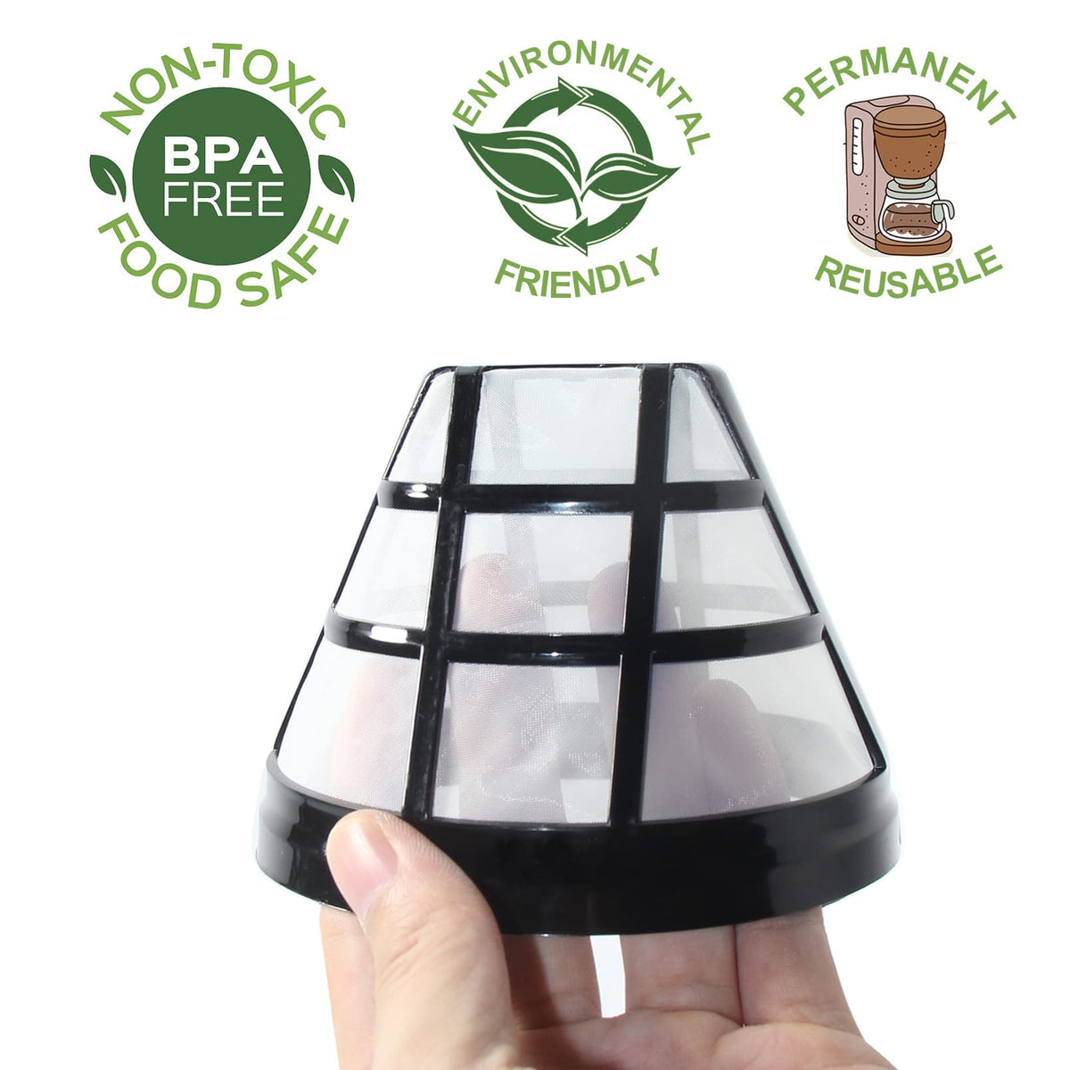 4-Pack Reusable Cone Coffee Filter K101
