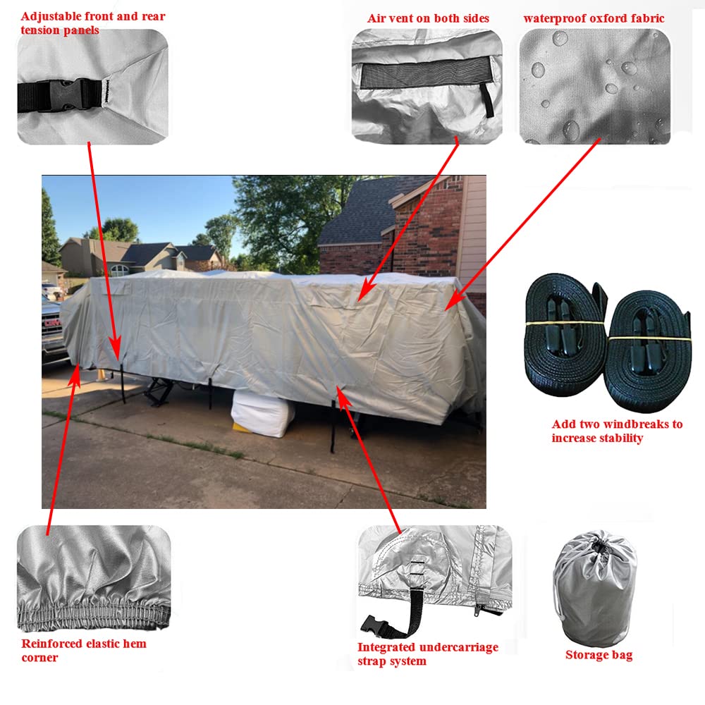 Folding Camper Travel Trailer RV Cover Waterproof 500D Oxford 14'-16' G20039