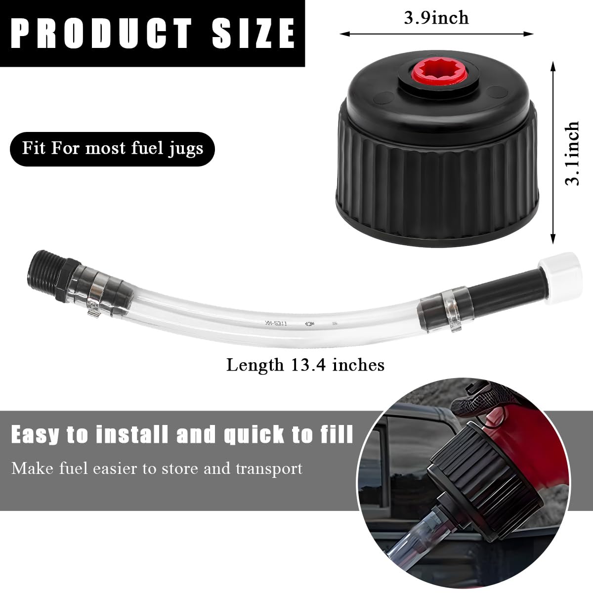 5 Gallon Gas Cans Fuel Jug Hose & Cap I336379