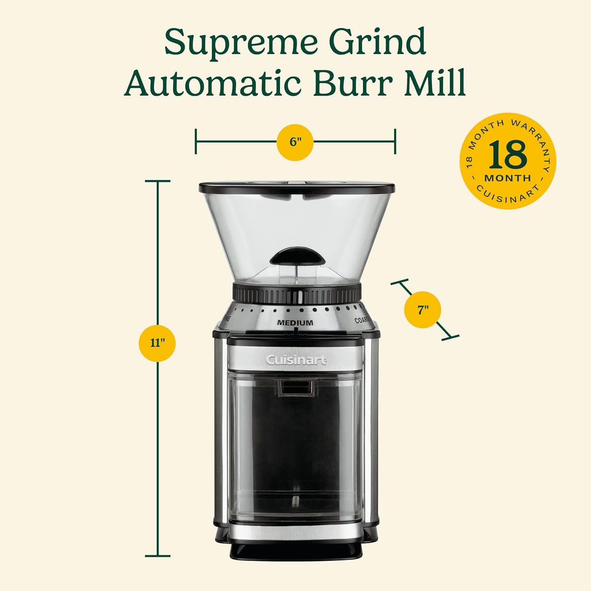 Electric Burr Coffee Grinder with 18-Position Grind Selector K550666