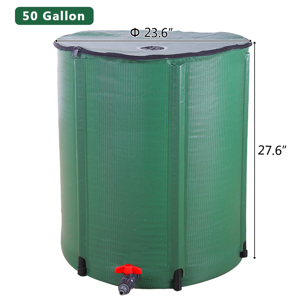 Collapsible 50 Gallon Green Rain Barrel E614036