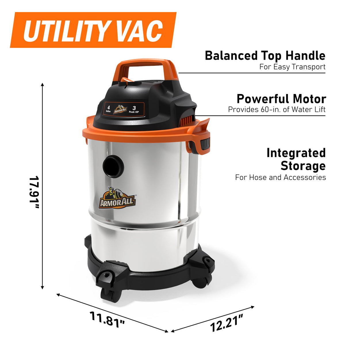 4 Gallon Stainless Steel Wet/Dry Vacuum V9977