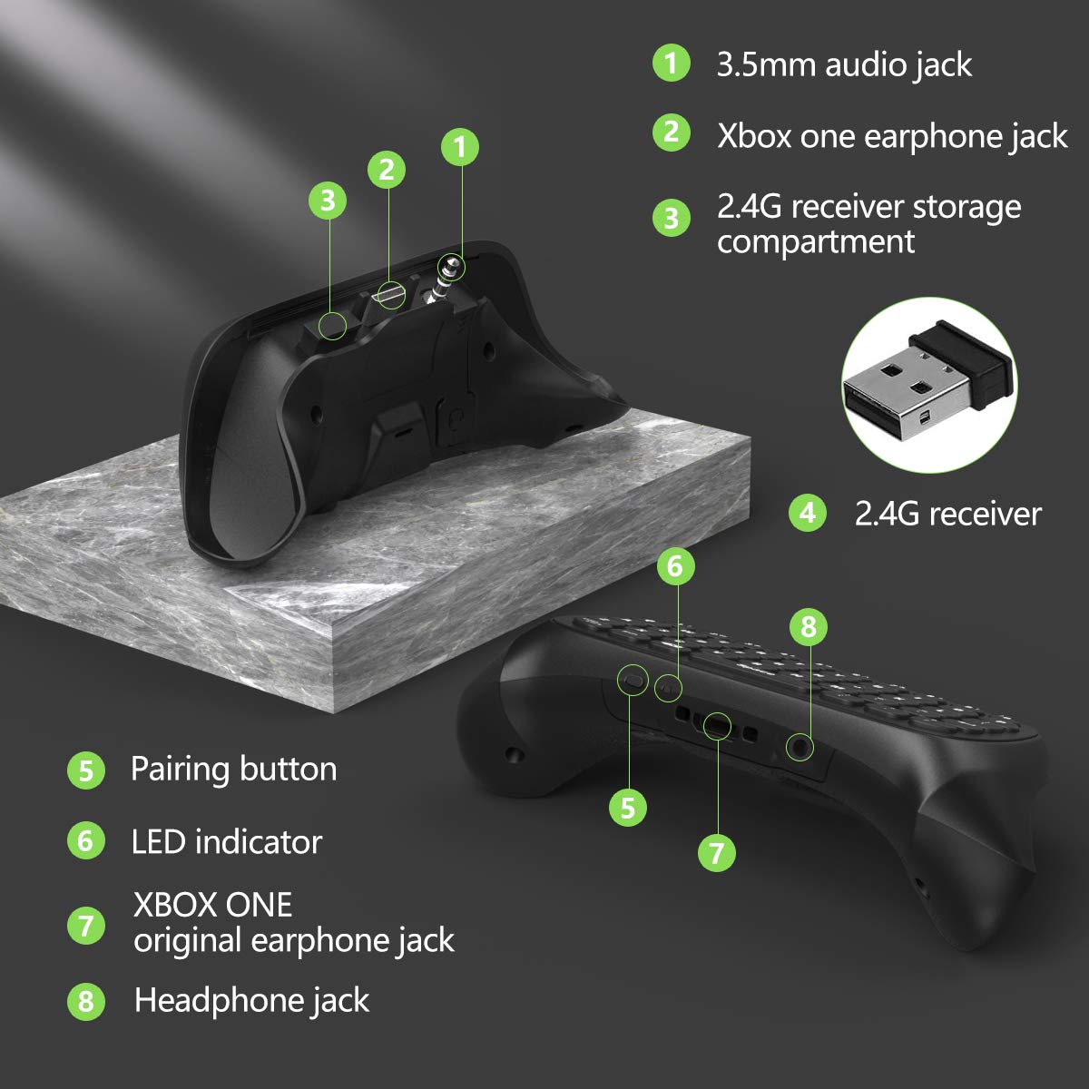 Green Backlight Keyboard for Xbox Gaming Controller W700105