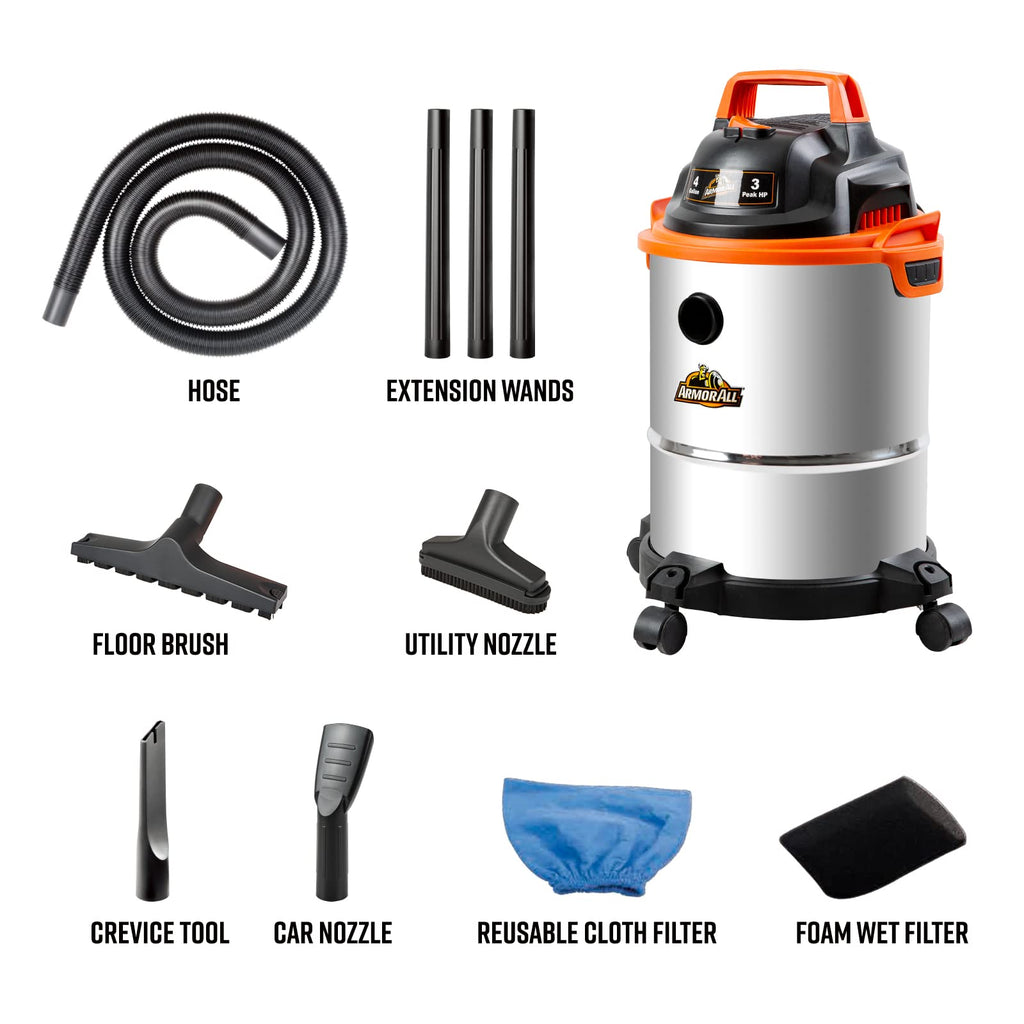 4 Gallon Stainless Steel Wet/Dry Vacuum V9977