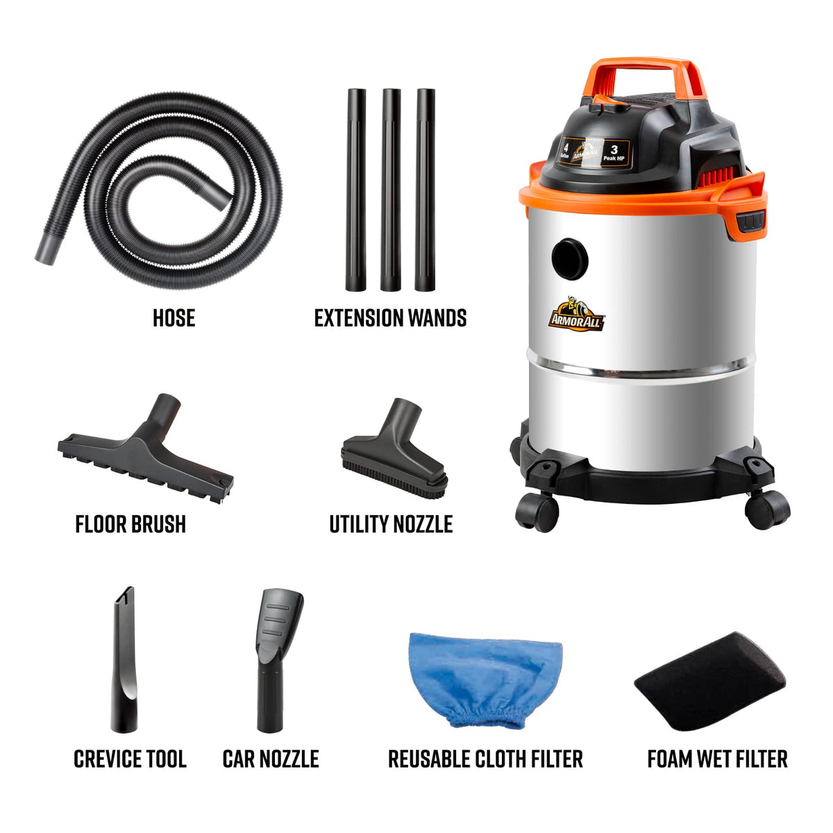 4 Gallon Stainless Steel Wet/Dry Vacuum V9977